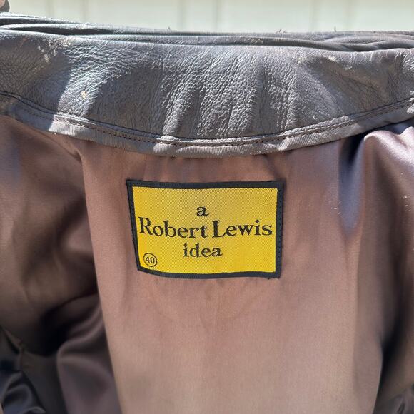 Vintage 70s Men's A Robert Lewis Idea Cowhair Leather Button Up Jacket Size 40 - Picture 7 of 7